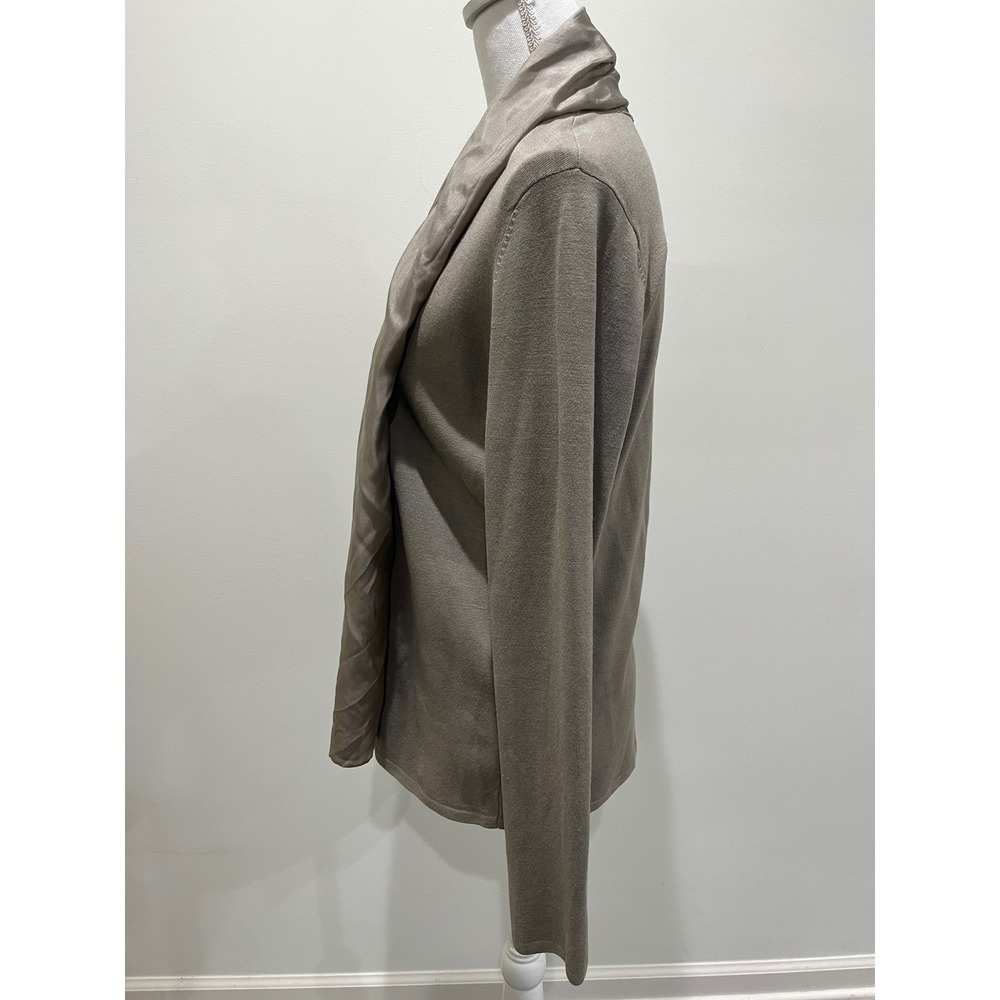 EILEEN FISHER‎ Silk Blend Open Front Cardigan Taupe M Casual Career Capsule - Picture 2 of 6